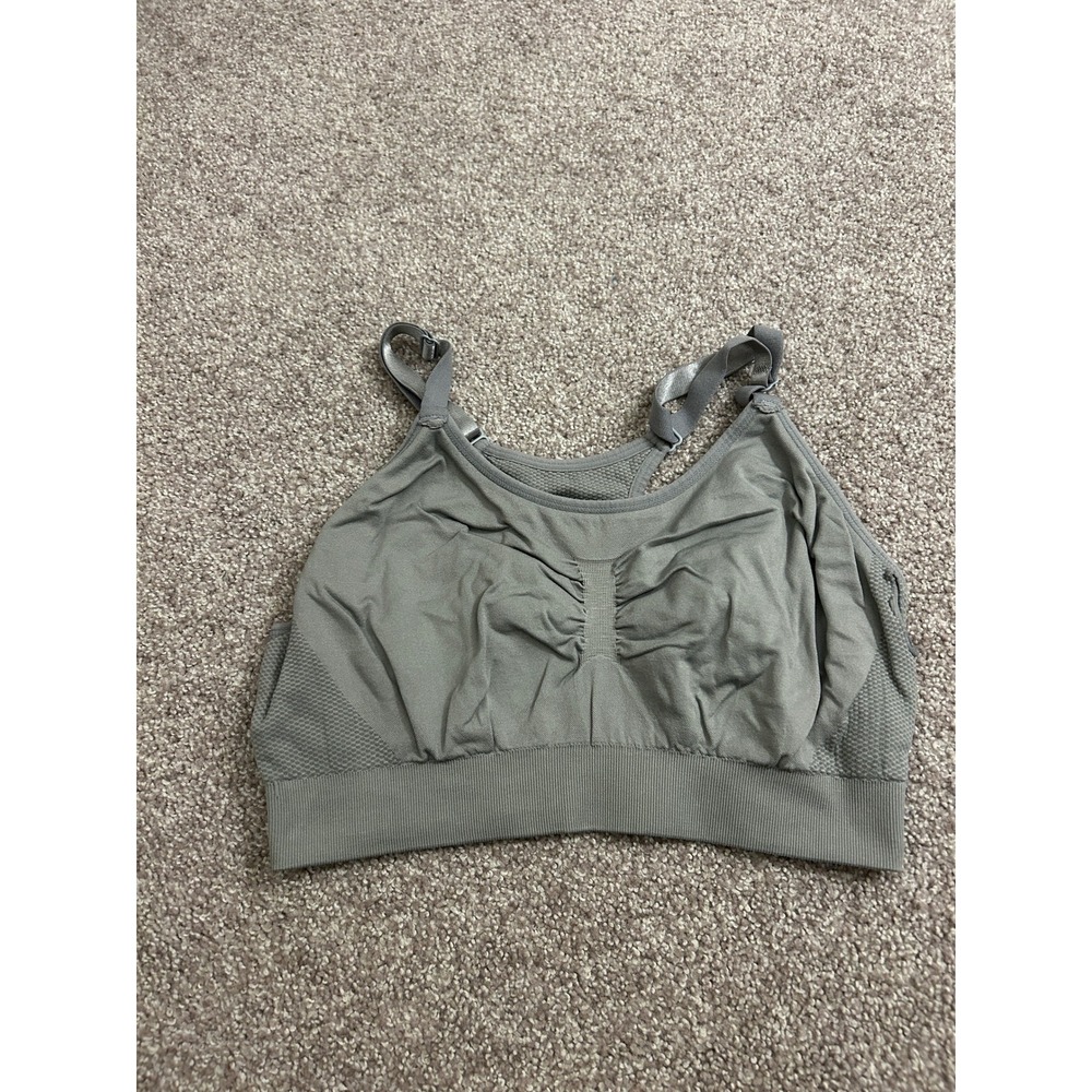 Reebok Sports Bra Womens Medium Sage Green Excellent Ruched Racerback Keyhole